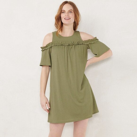 LC Lauren Conrad Ruffle Cold-Shoulder Dress - Picture 2 of 7
